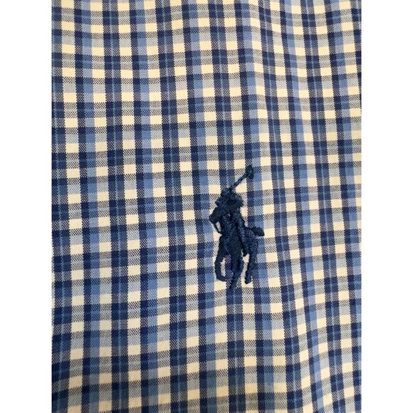 Ralph Lauren Men's Classic Fit Button-Down Gingham Shirt Size 17.5 Blue - Picture 5 of 11